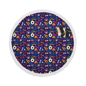 Colorful Mini Rectangle Pattern Round Beach Towel