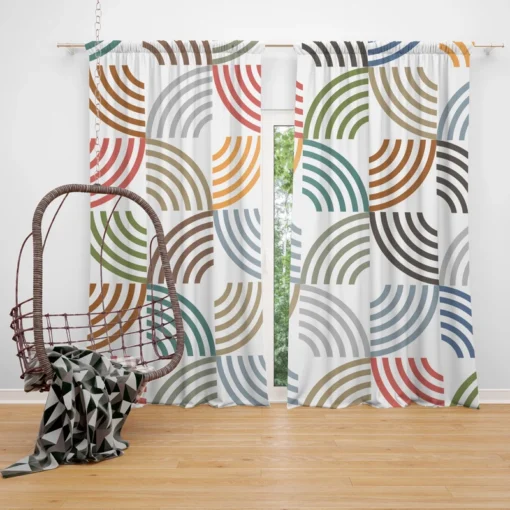 Colorful Minimal Circle Pattern Curtain