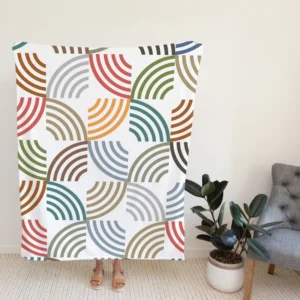 Colorful Minimal Circle Pattern Fleece Blanket