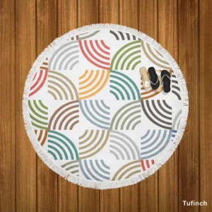 Colorful Minimal Circle Pattern Round Beach Towel