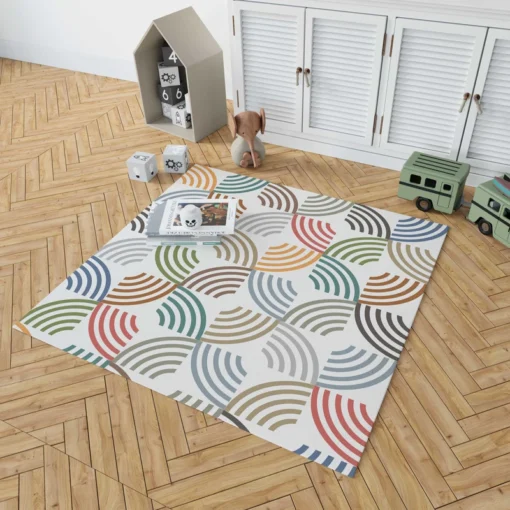 Colorful Minimal Circle Pattern Rug 1