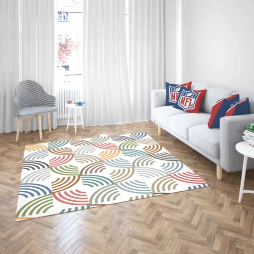 Colorful Minimal Circle Pattern Rug 2