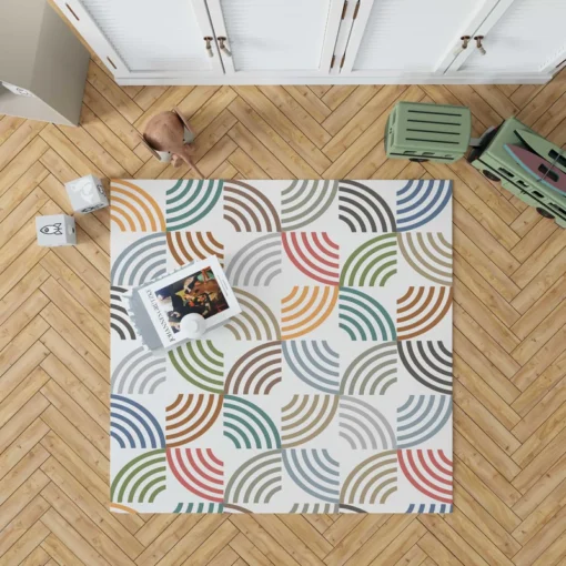 Colorful Minimal Circle Pattern Rug