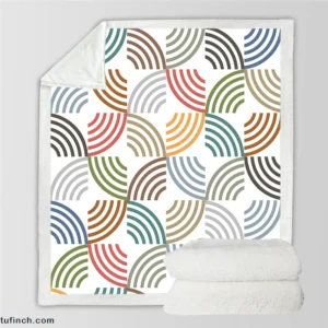 Colorful Minimal Circle Pattern Sherpa Fleece Blanket