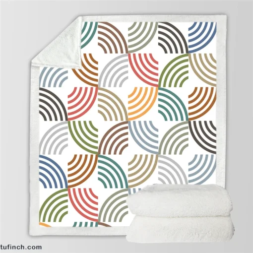 Colorful Minimal Circle Pattern Sherpa Fleece Blanket