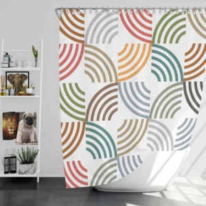 Colorful Minimal Circle Pattern Shower Curtain