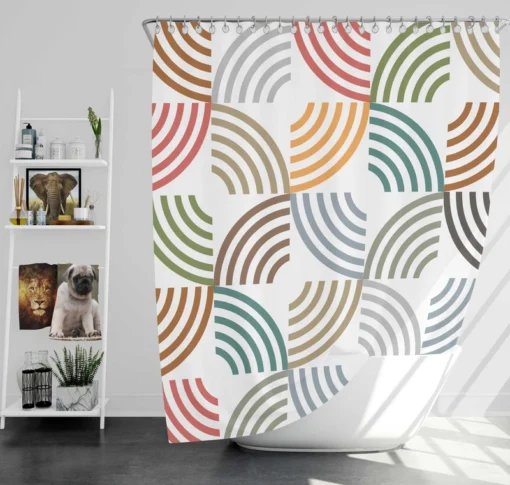 Colorful Minimal Circle Pattern Shower Curtain