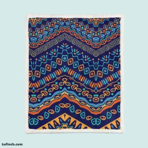 Colorful Pattern with Ethnic Elements Sherpa Fleece Blanket 1