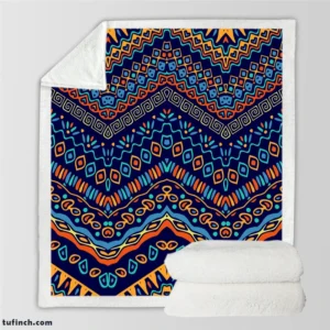 Colorful Pattern with Ethnic Elements Sherpa Fleece Blanket