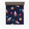 Colorful Planets Rocket Space Design Fitted Sheet