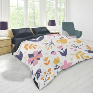 Colorful Plants Flowers Duvet Cover 1