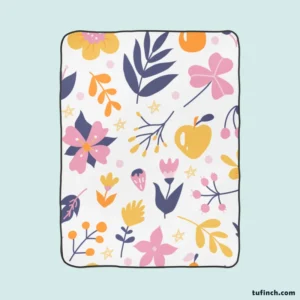 Colorful Plants Flowers Fleece Blanket 1