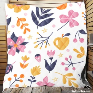 Colorful Plants Flowers Quilt Blanket