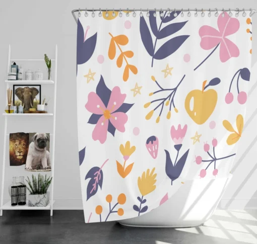 Colorful Plants Flowers Shower Curtain