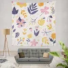 Colorful Plants Flowers Wall Tapestry