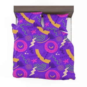 Colorful Purple Background Doodle Pattern Bedding Set 1