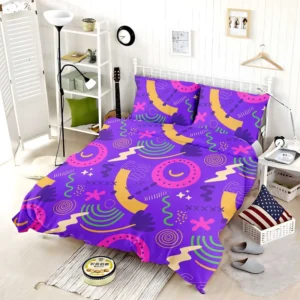 Colorful Purple Background Doodle Pattern Bedding Set