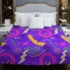 Colorful Purple Background Doodle Pattern Duvet Cover