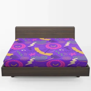 Colorful Purple Background Doodle Pattern Fitted Sheet 1