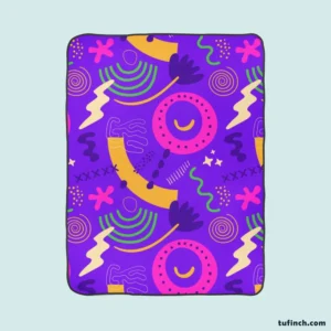 Colorful Purple Background Doodle Pattern Fleece Blanket 1