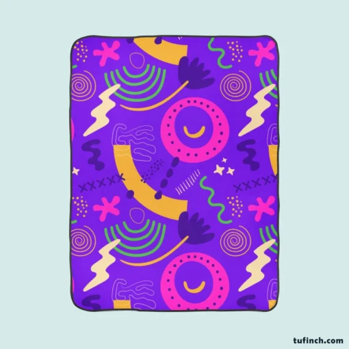 Colorful Purple Background Doodle Pattern Fleece Blanket 1