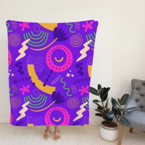 Colorful Purple Background Doodle Pattern Fleece Blanket