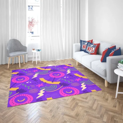 Colorful Purple Background Doodle Pattern Rug 2