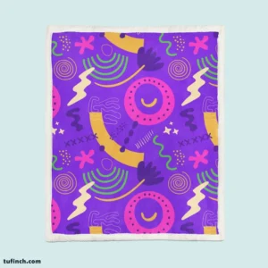 Colorful Purple Background Doodle Pattern Sherpa Fleece Blanket 1