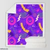 Colorful Purple Background Doodle Pattern Sherpa Fleece Blanket