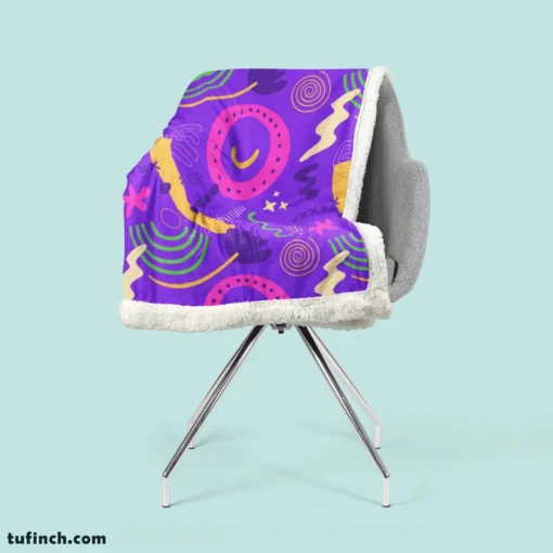 Colorful Purple Background Doodle Pattern Sherpa Fleece Blanket 2