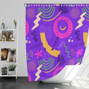 Colorful Purple Background Doodle Pattern Shower Curtain