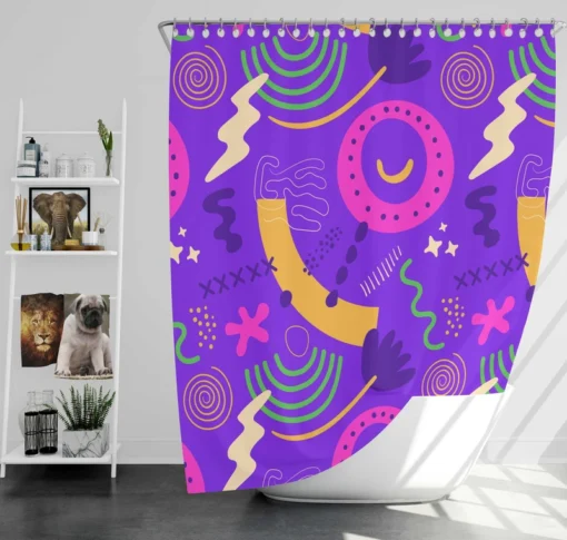 Colorful Purple Background Doodle Pattern Shower Curtain