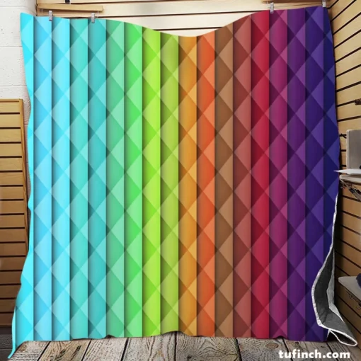 Colorful Rainbow Colors Quilt Blanket