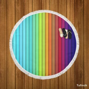 Colorful Rainbow Colors Round Beach Towel