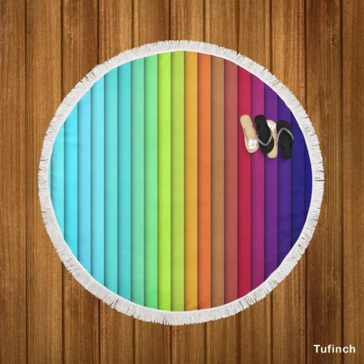 Colorful Rainbow Colors Round Beach Towel