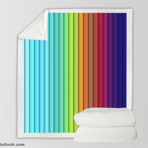 Colorful Rainbow Colors Sherpa Fleece Blanket