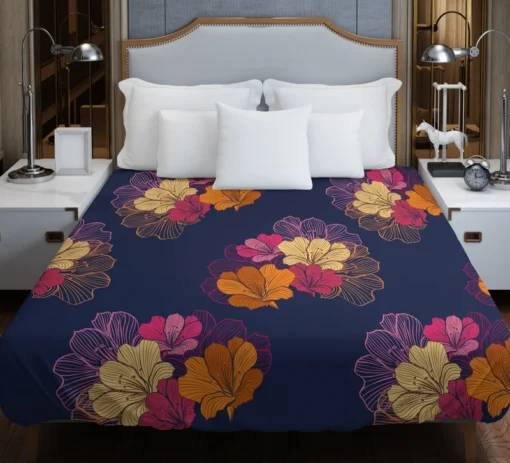 Colorful Rhododendron Lily Floral Pattern Duvet Cover