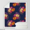 Colorful Rhododendron Lily Floral Pattern Sherpa Fleece Blanket