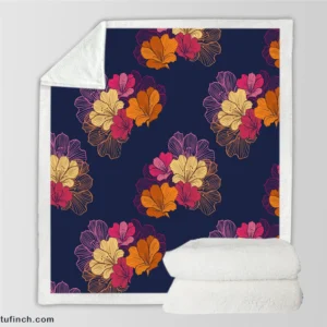 Colorful Rhododendron Lily Floral Pattern Sherpa Fleece Blanket