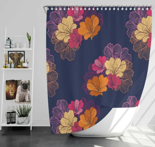 Colorful Rhododendron Lily Floral Pattern Shower Curtain