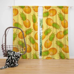 Colorful Ripe Pineapple Curtain