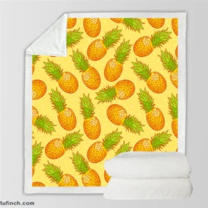 Colorful Ripe Pineapple Sherpa Fleece Blanket