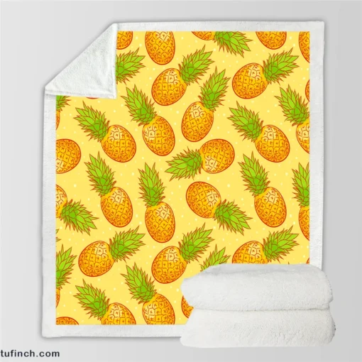 Colorful Ripe Pineapple Sherpa Fleece Blanket