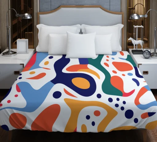 Colorful Shapes Design With Patterns Duvet Cover