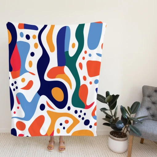 Colorful Shapes Design With Patterns Fleece Blanket