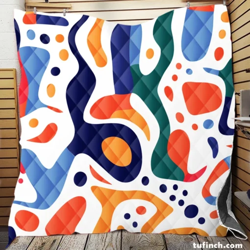 Colorful Shapes Design With Patterns Quilt Blanket