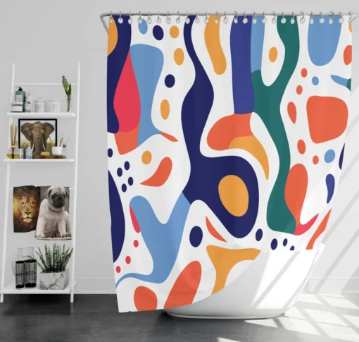 Colorful Shapes Design With Patterns Shower Curtain