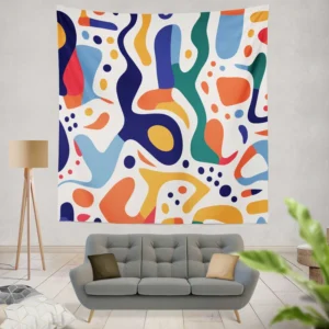 Colorful Shapes Design With Patterns Wall Tapestry