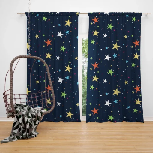 Colorful Starry Night Pattern Curtain