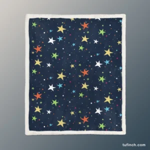 Colorful Starry Night Pattern Sherpa Fleece Blanket 1